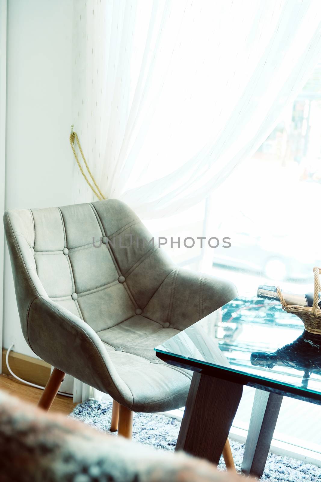 Close-up shot of modern scandinavian-style living room.