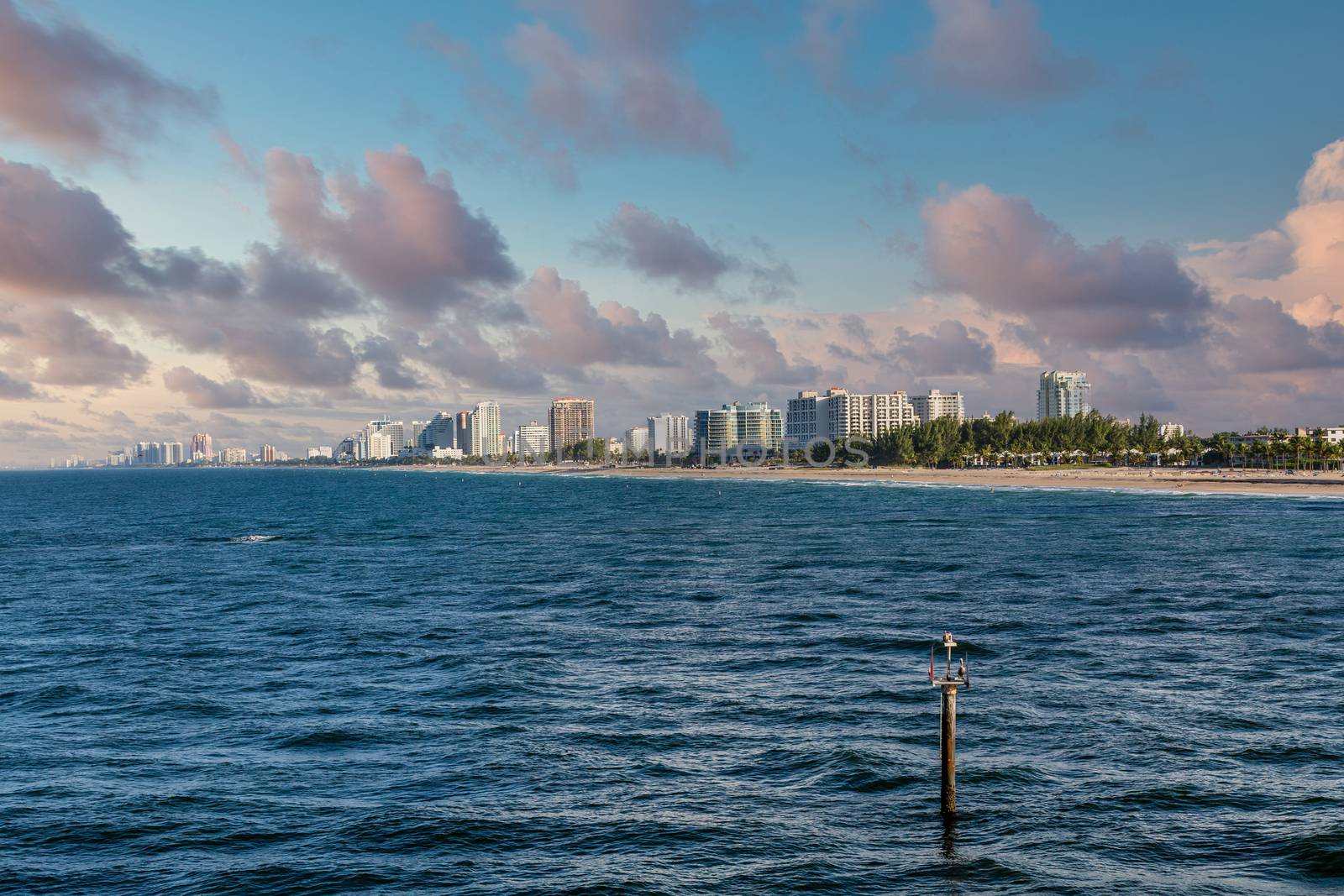 Resort town of Fort Lauderdale Florida with beach