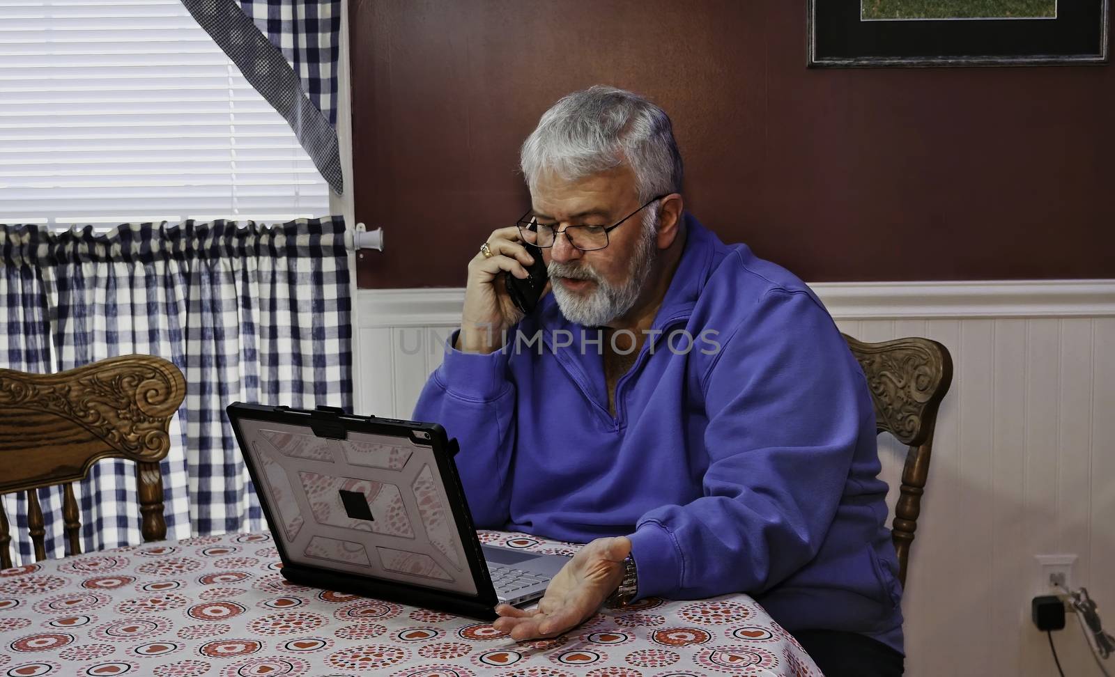 Senior Citizen Upset and Mad at Using a Computer and Tech Support by actionphoto50