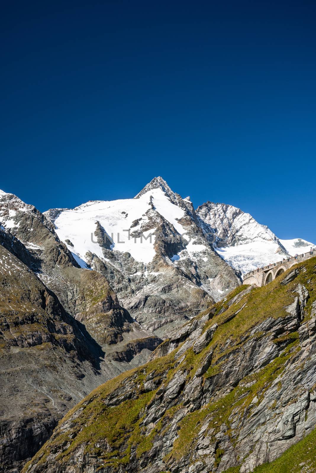 Grossglockner Glacier in Austria. Snow Capped Mountains Peaks.