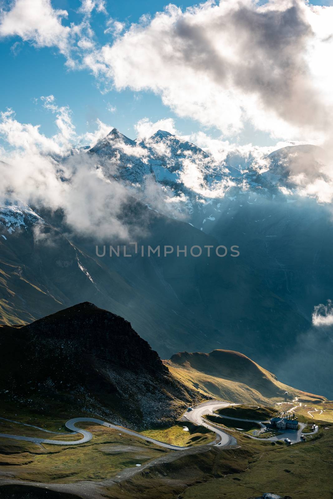 Curvy High Alpine Road in Dramatic Mountains Landscape, Grossglockner,Austria.