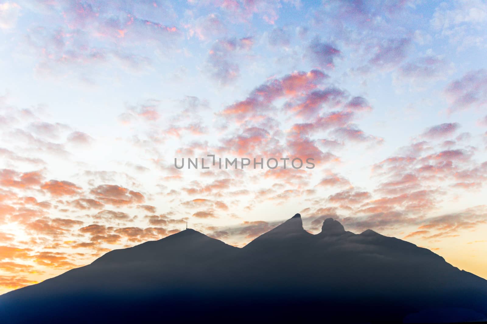 Cerro de la Silla mountain silhouette in Monterrey Nuevo Leon Mexico