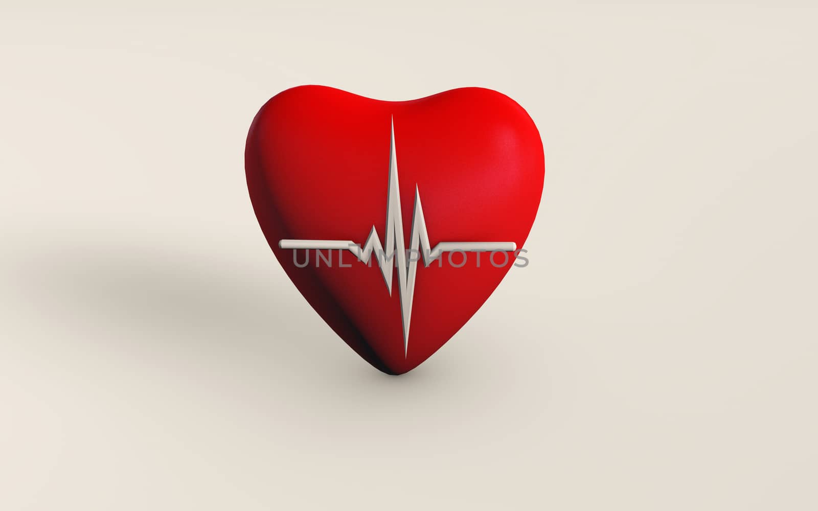 a red heart shape with a pulse sign 3d isolated medical health concept on white background
