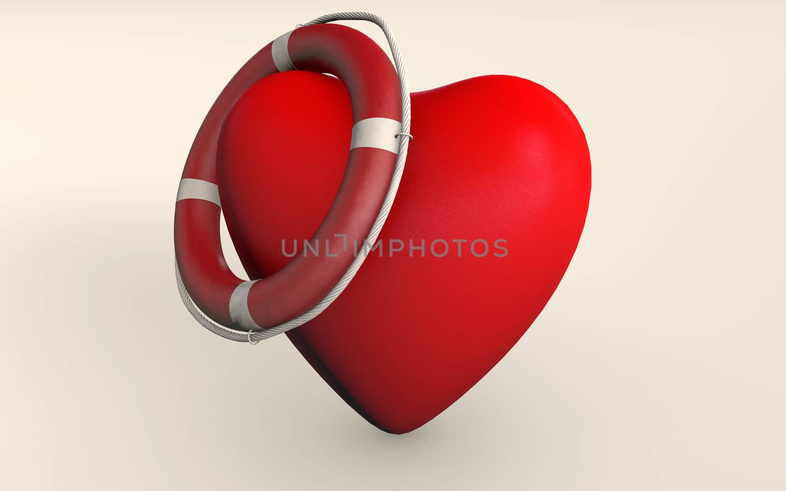 A Heart with rescue support 3d rendered isolated by F1b0nacci