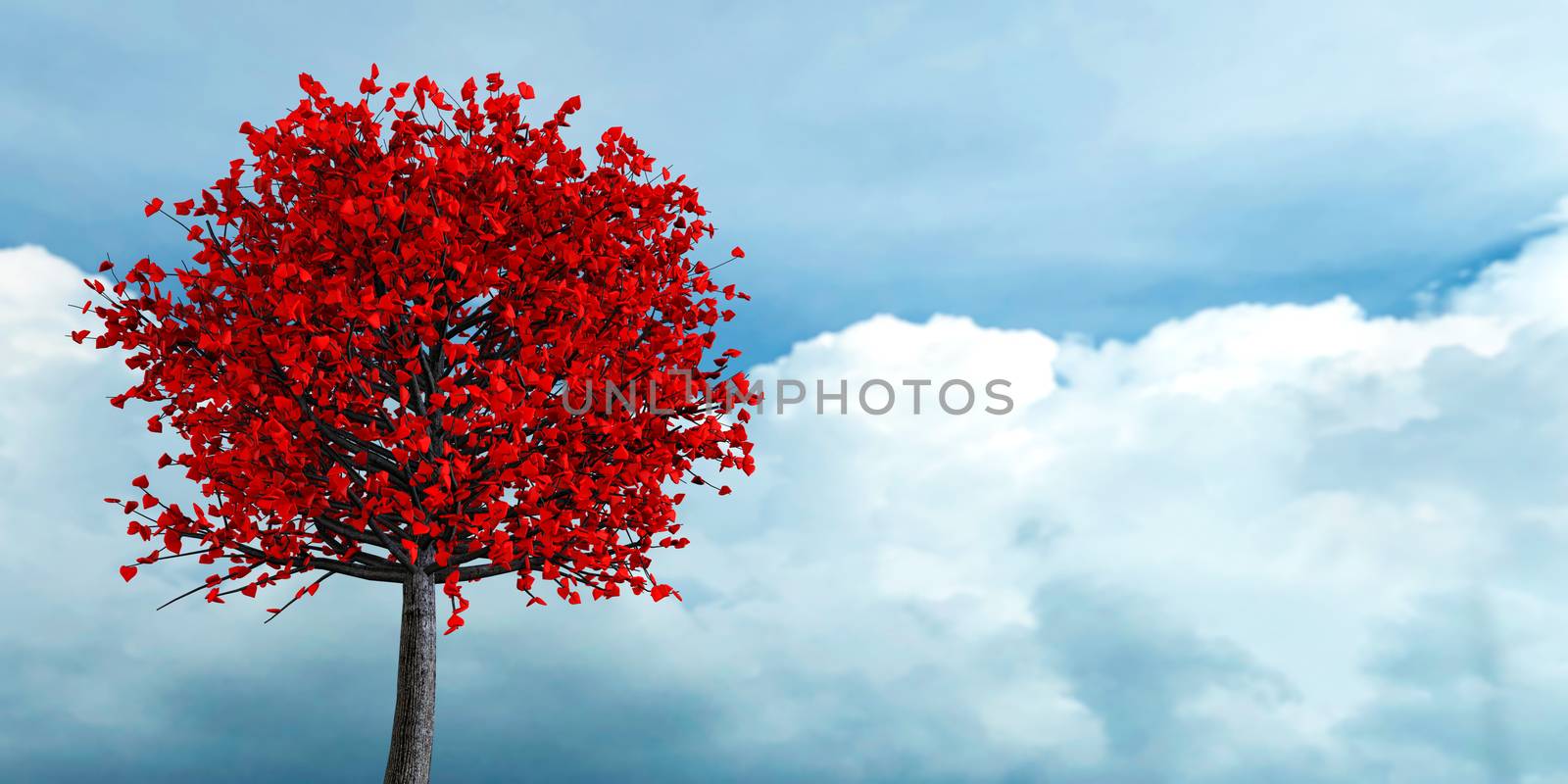 3d rendering of love growing on a tree romantic background by F1b0nacci