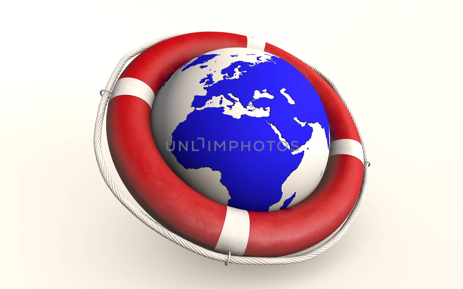 Saving planet Earth resque 3d rendered concept isolated on white background