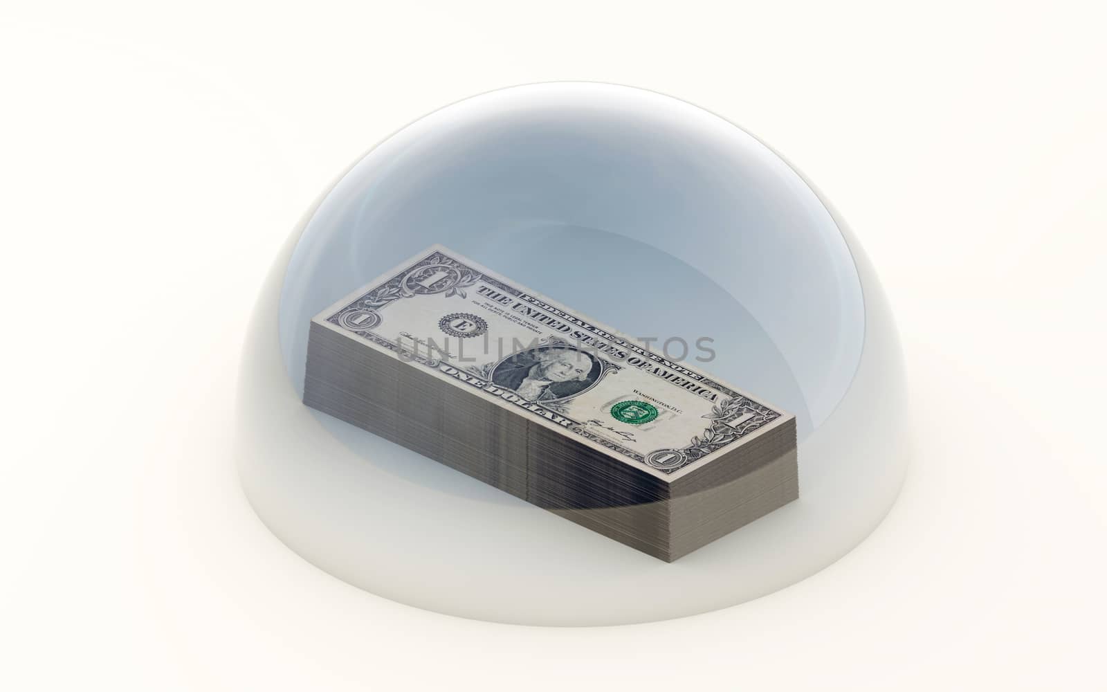 3d rendering usd money protected under a dome by F1b0nacci