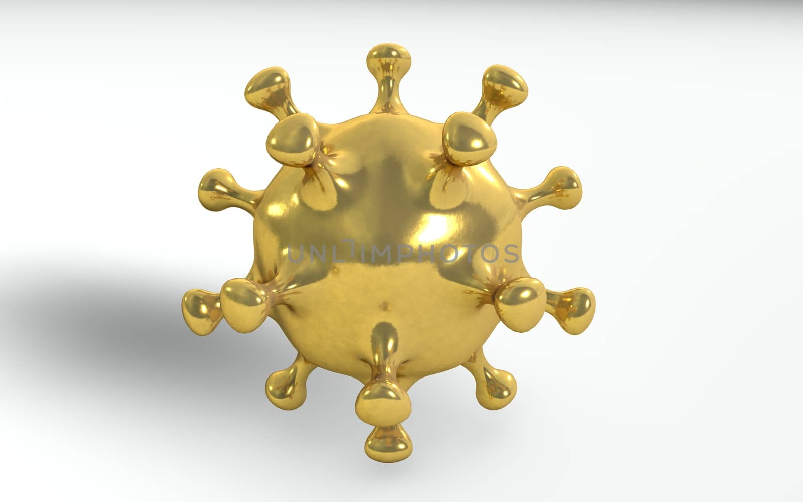 3d rendering of coronavirus made from gold by F1b0nacci