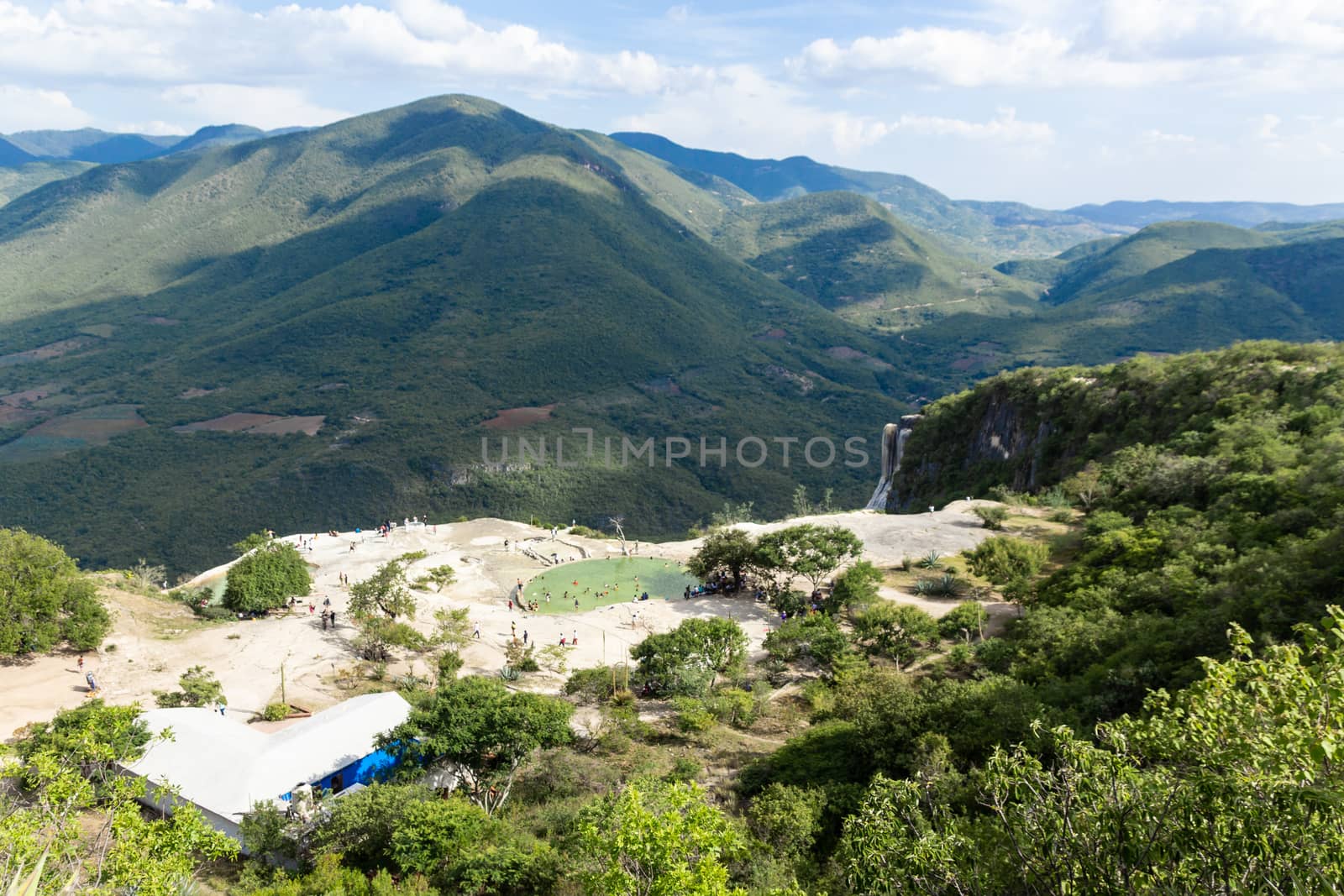 Oaxaca, Oaxaca / Mexico - 21/7/2018: Detail of the natural site of Hierve el agua in Oaxaca Mexico