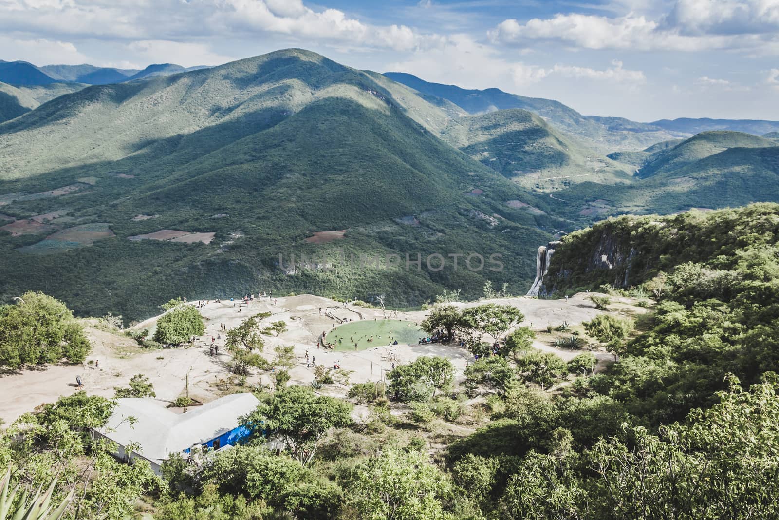 Oaxaca, Oaxaca / Mexico - 21/7/2018: Detail of the natural site of Hierve el agua in Oaxaca Mexico