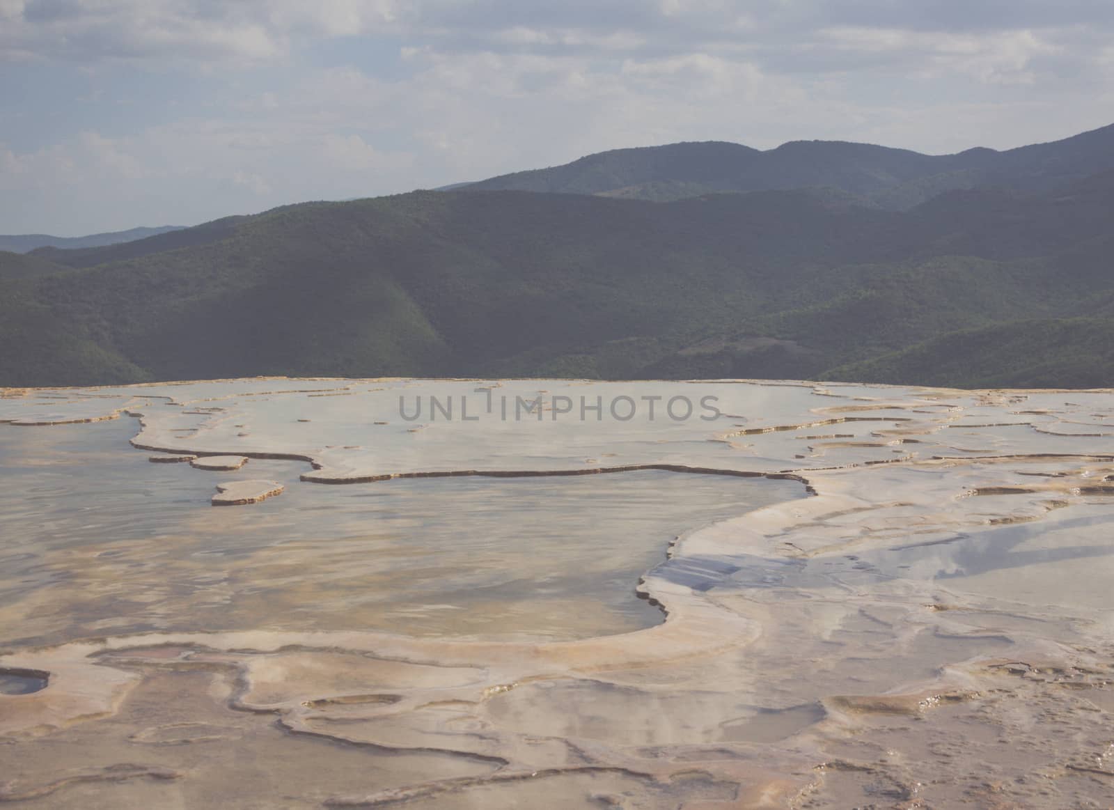 Oaxaca, Oaxaca / Mexico - 21/7/2018: Detail of the natural site of Hierve el agua in Oaxaca Mexico