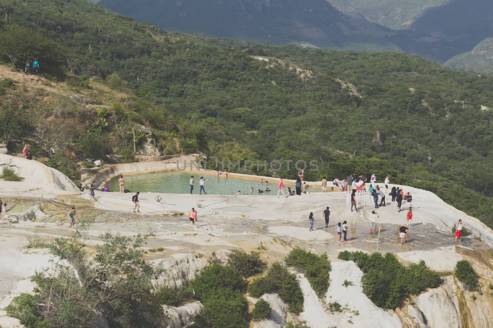 Oaxaca, Oaxaca / Mexico - 21/7/2018: Detail of the natural site of Hierve el agua in Oaxaca Mexico