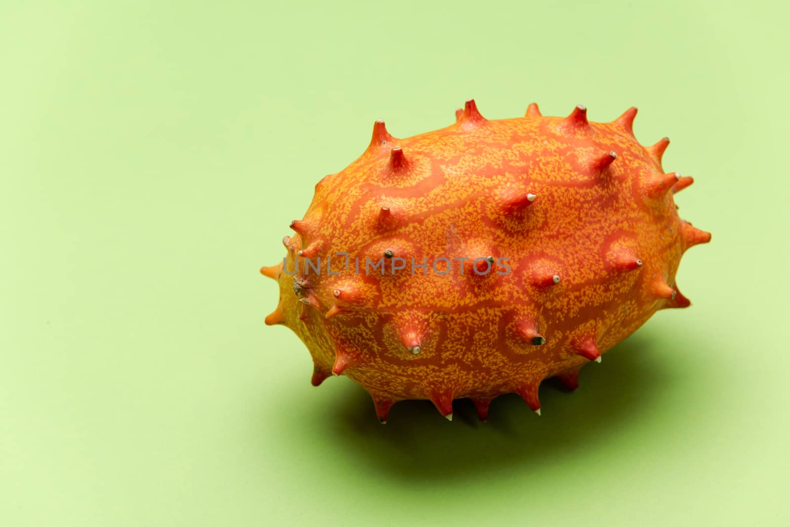 Whole Kiwano or Horned Melon Fruit. Close Up View. Exotic Fruits by merc67