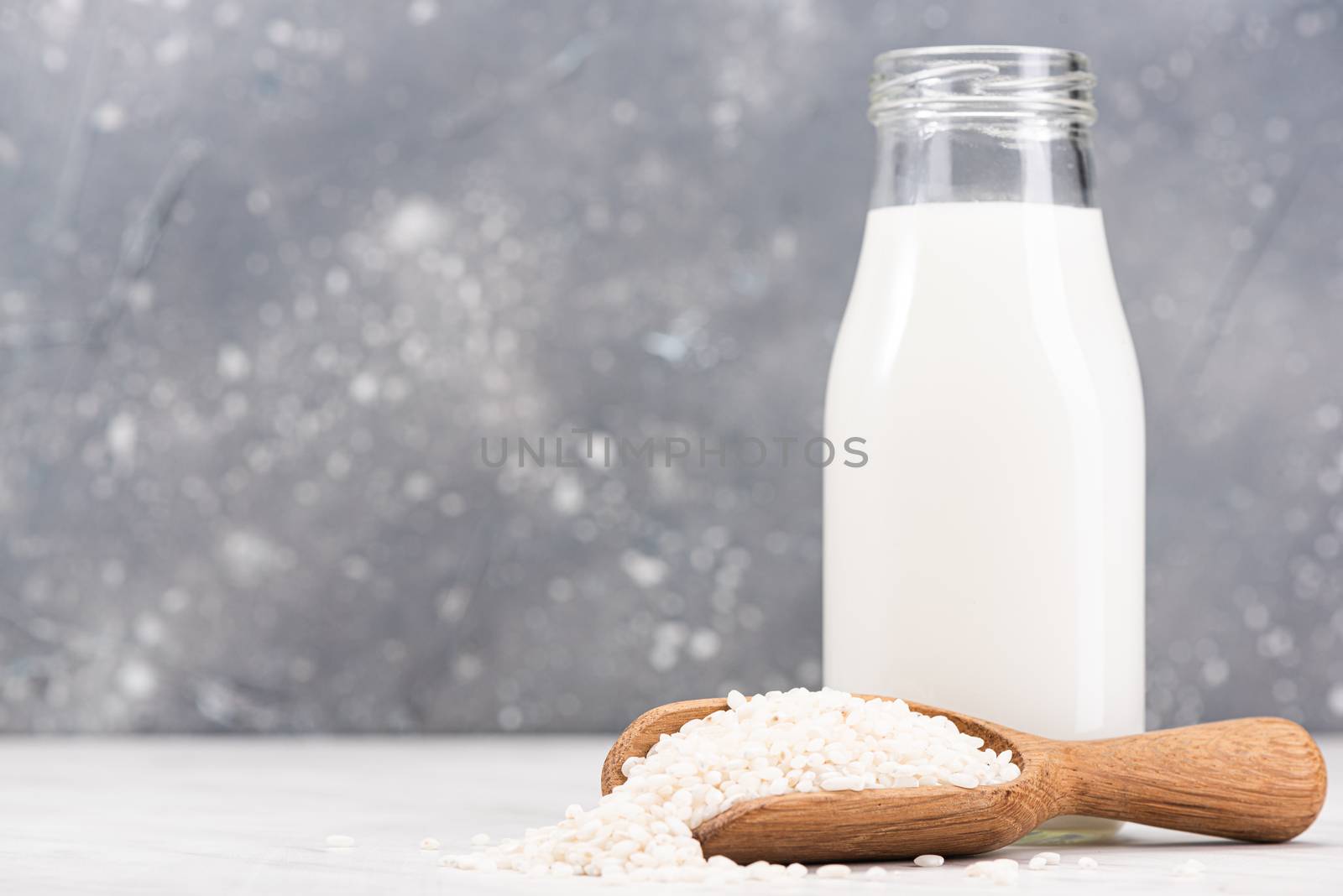 Alternative Non Dairy Rice Milk. Diet and Nutrition Concept.