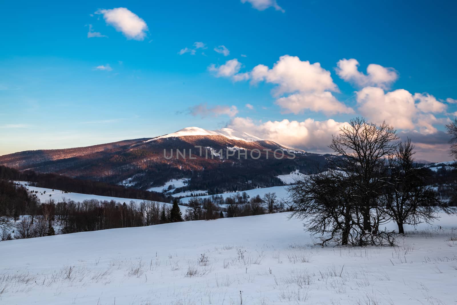 Cloudscape at Wetlina in Bieszczady Mountains, Poland at Winter Season.