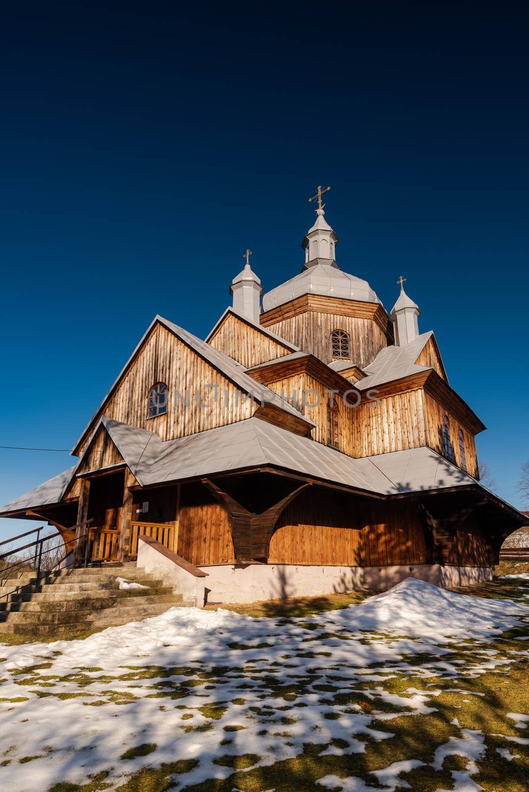 Wooden Orthodox Church in Hoszow. Carpathian Mountains and Biesz by merc67