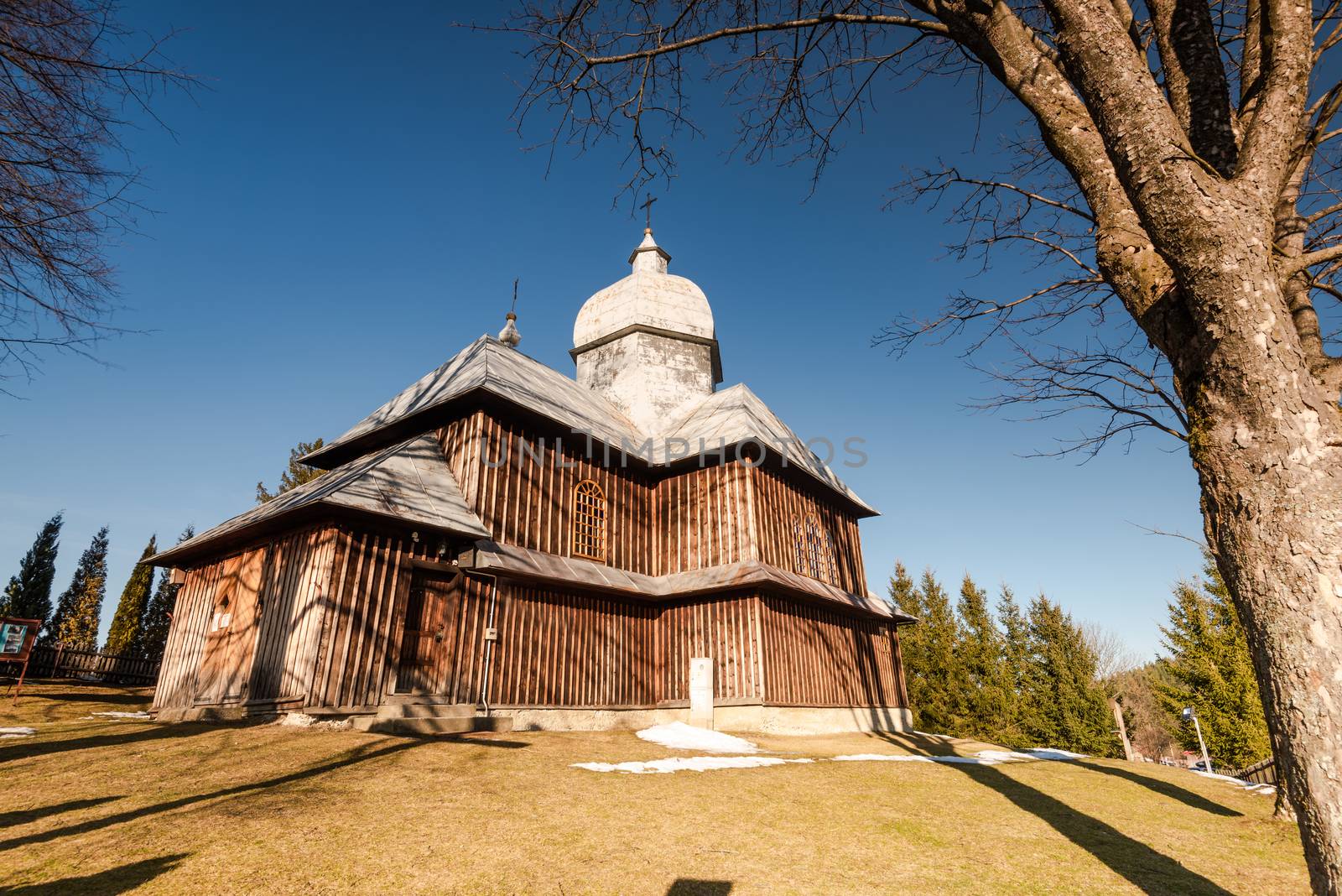 Exterior of Hoszowczyk Wooden Orthodox Church.  Bieszczady Archi by merc67