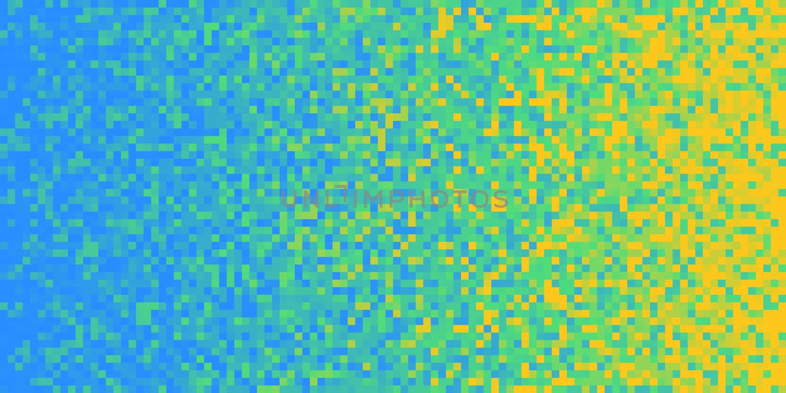 Blue Lime Yellow Seamless Pixilated Gradient Background. Mosaic Pixel Art Texture. Horizontal Pixel Gradient Backdrop. by sanches812