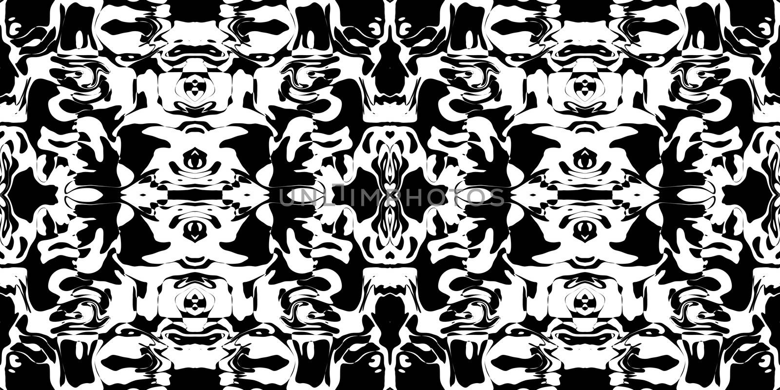 Rorschach Test Ink Blot Texture. Seamless Monochrome Darkness Pattern Background.