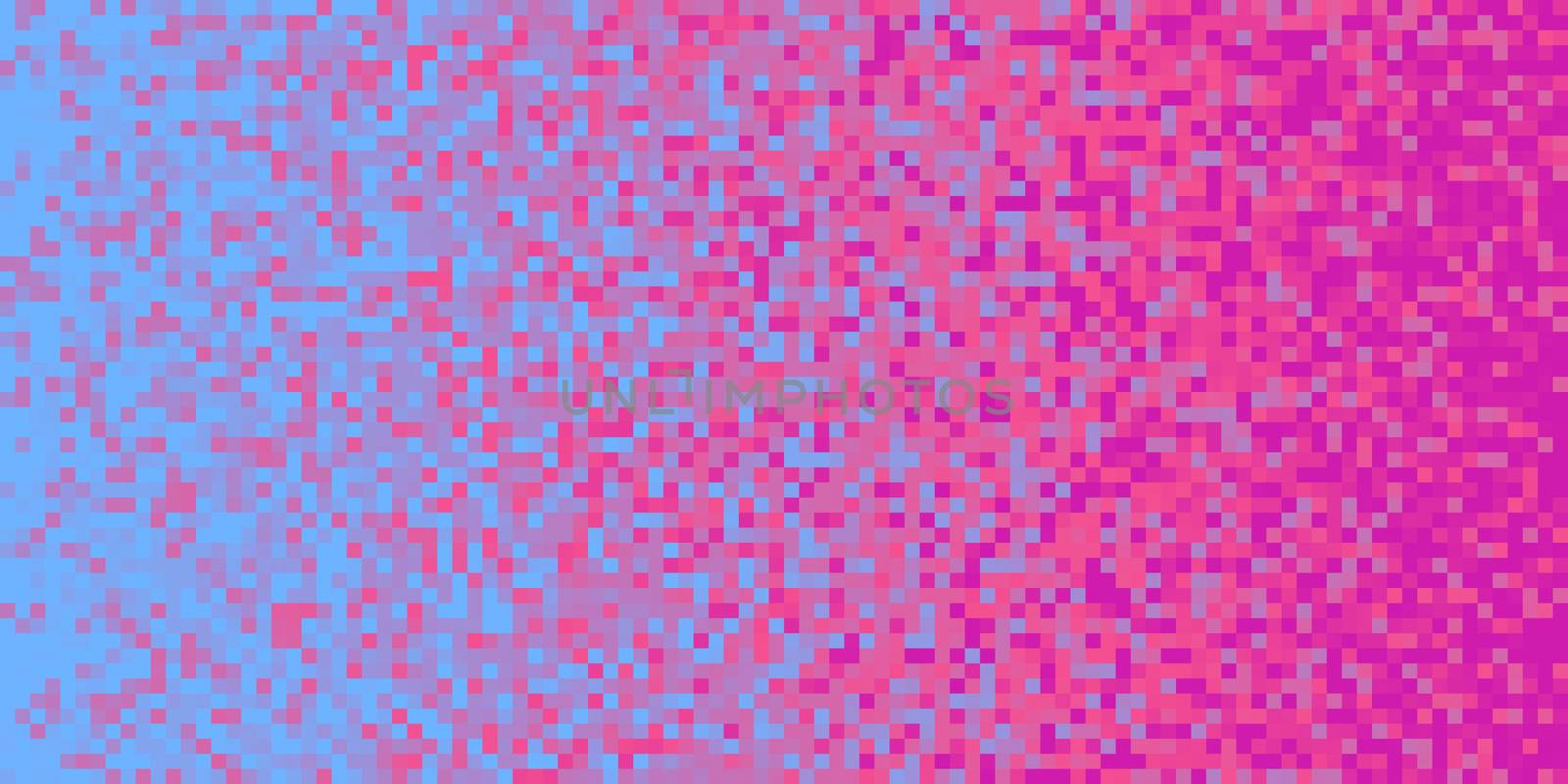 Indigo Lilac Purple Seamless Pixilated Gradient Background. Mosaic Pixel Art Texture. Horizontal Pixel Gradient Backdrop.