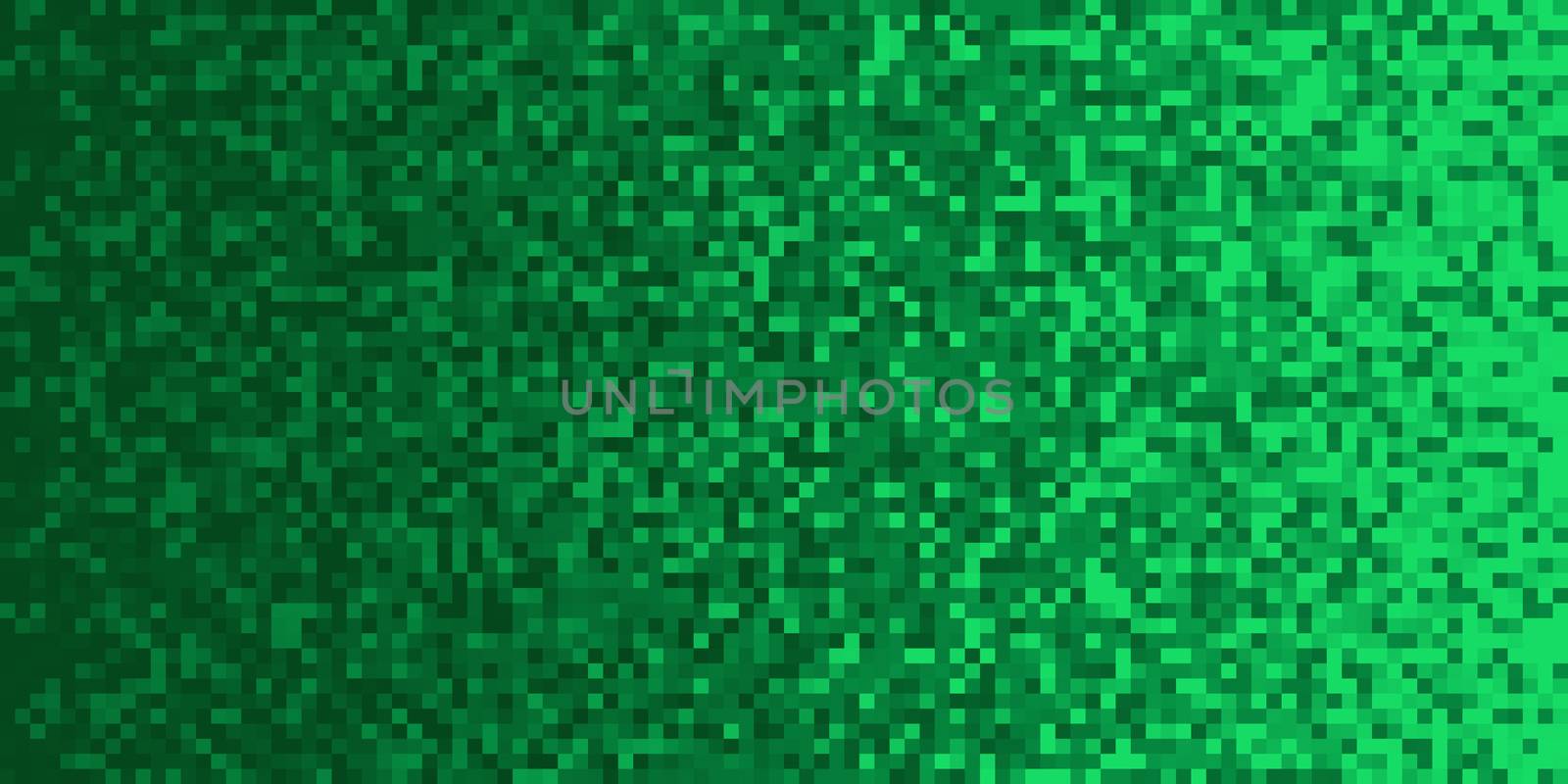 Green Pixilated Gradient Background. Mosaic Pixel Art Texture. Horizontal Pixel Gradient Backdrop.