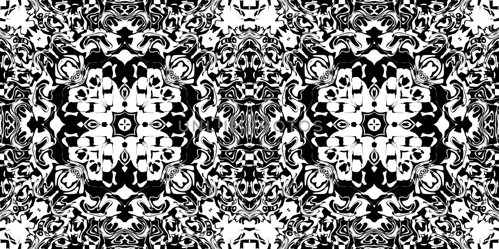 Bizarre Rorschach Test Ink Blot Texture. Seamless Monochrome Darkness Pattern Background.