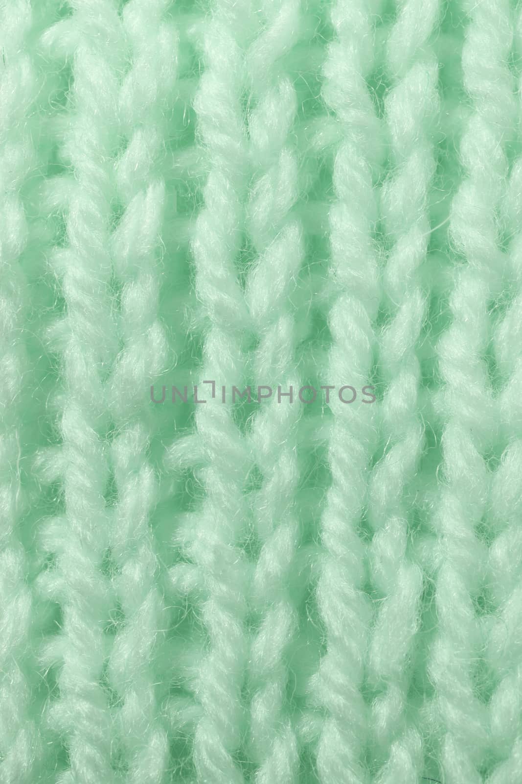 Light Green Wool Knitting Texture. Vertical Across Weaving Crochet Detailed Rows. Sweater Textile Background. Macro Closeup.