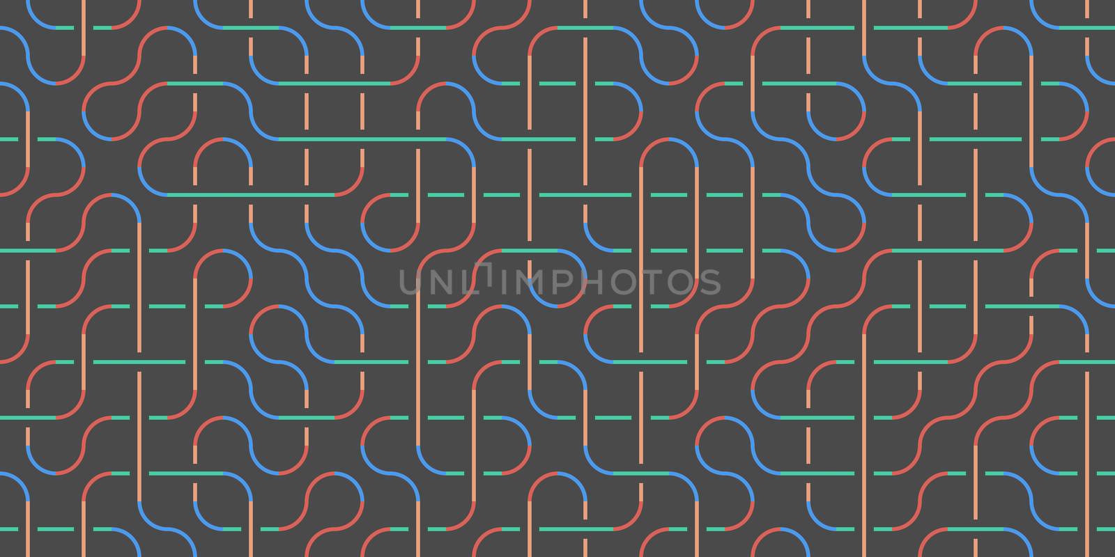 Colored Seamless Swirl Lines on Grey Background. Modern Stripe Pathway Texture. Labyrinth Line Backdrop. by sanches812