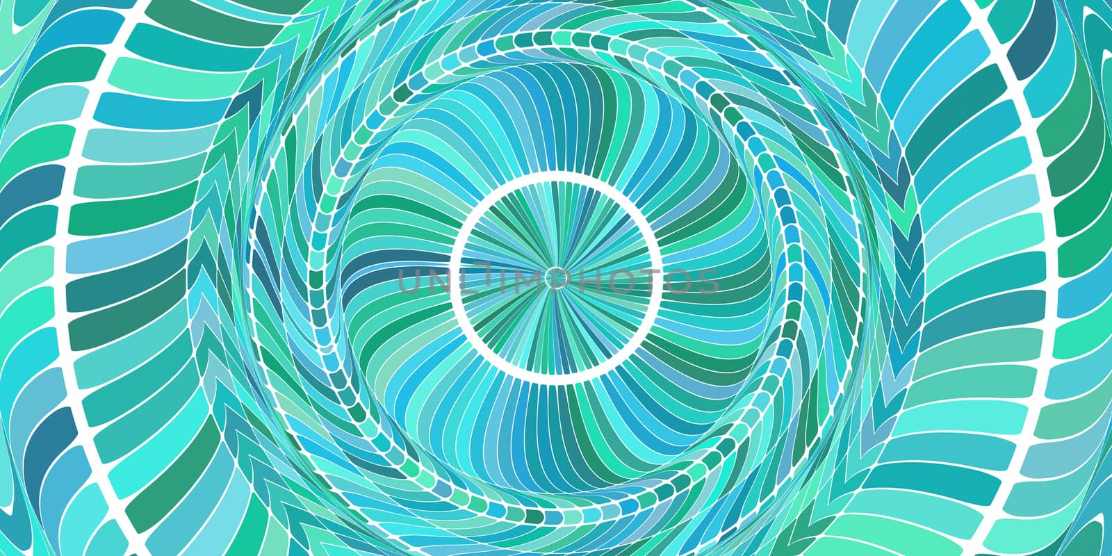 Turquoise Circles Art Action Background. Round Wheel Rhythm Backdrop. Center Concept. by sanches812