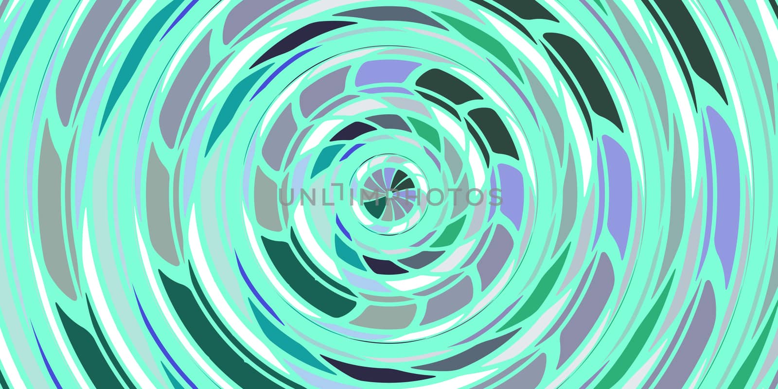 Sea Green Circles Art Action Background. Round Wheel Rhythm Backdrop. Center Concept. by sanches812