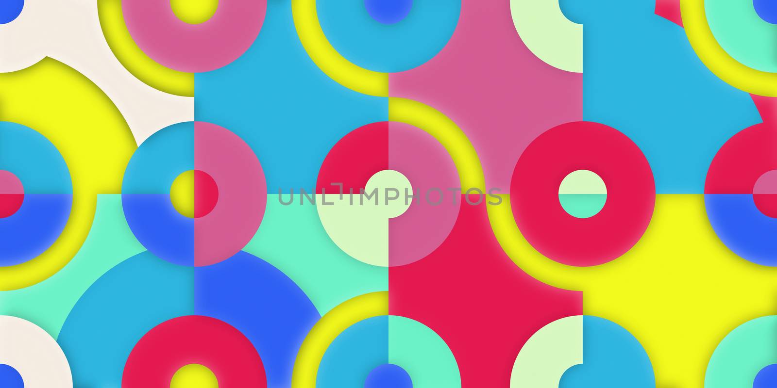 Circle Quarters Backgrounds. Seamless Bright Angles Textures. Abstract Colored Curves Patterns. by sanches812