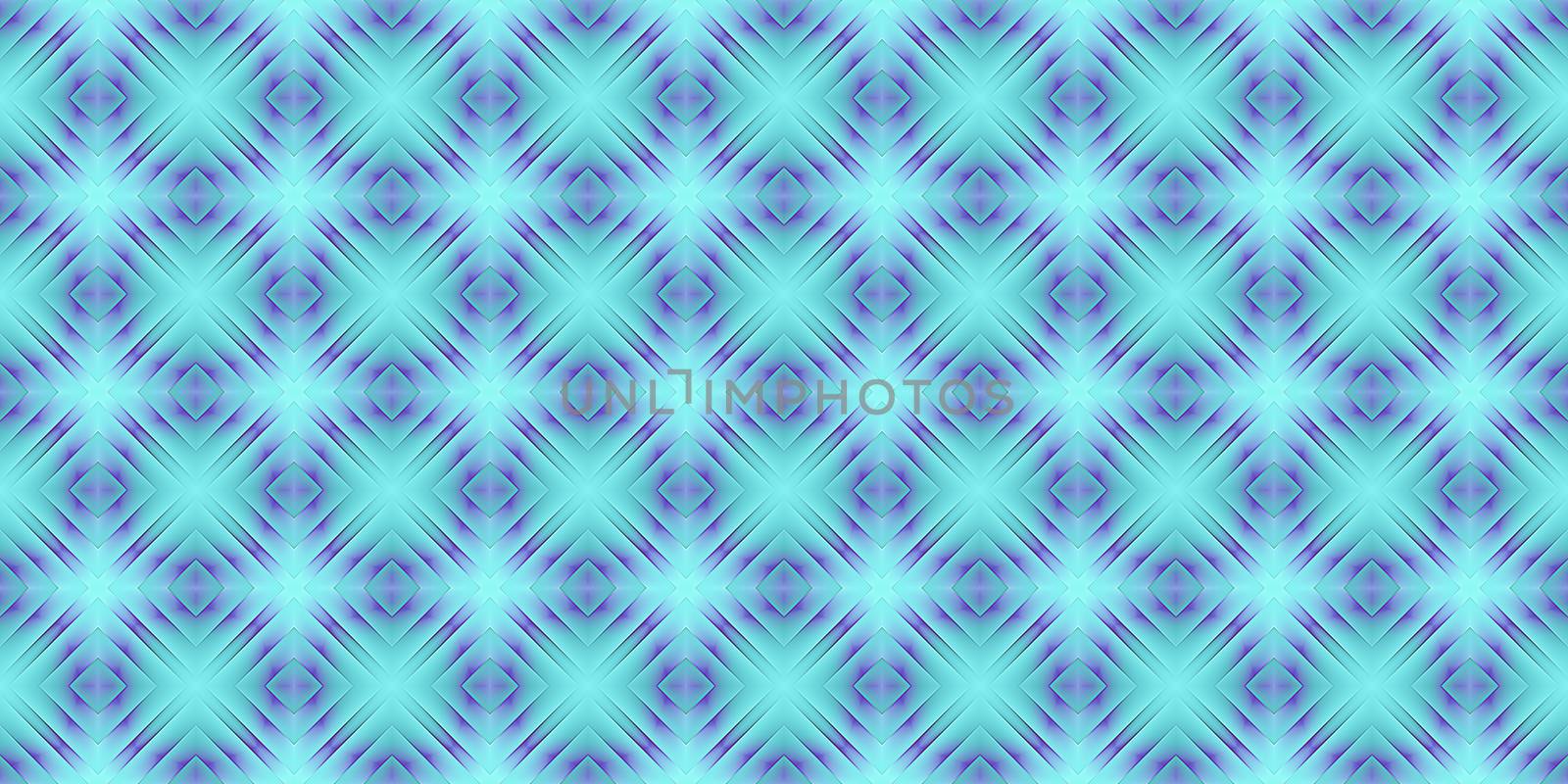 Lilac Blue Seamless Psy Pattern Background. Bright Surrealism Texture. Fractal Geometric Backdrop.