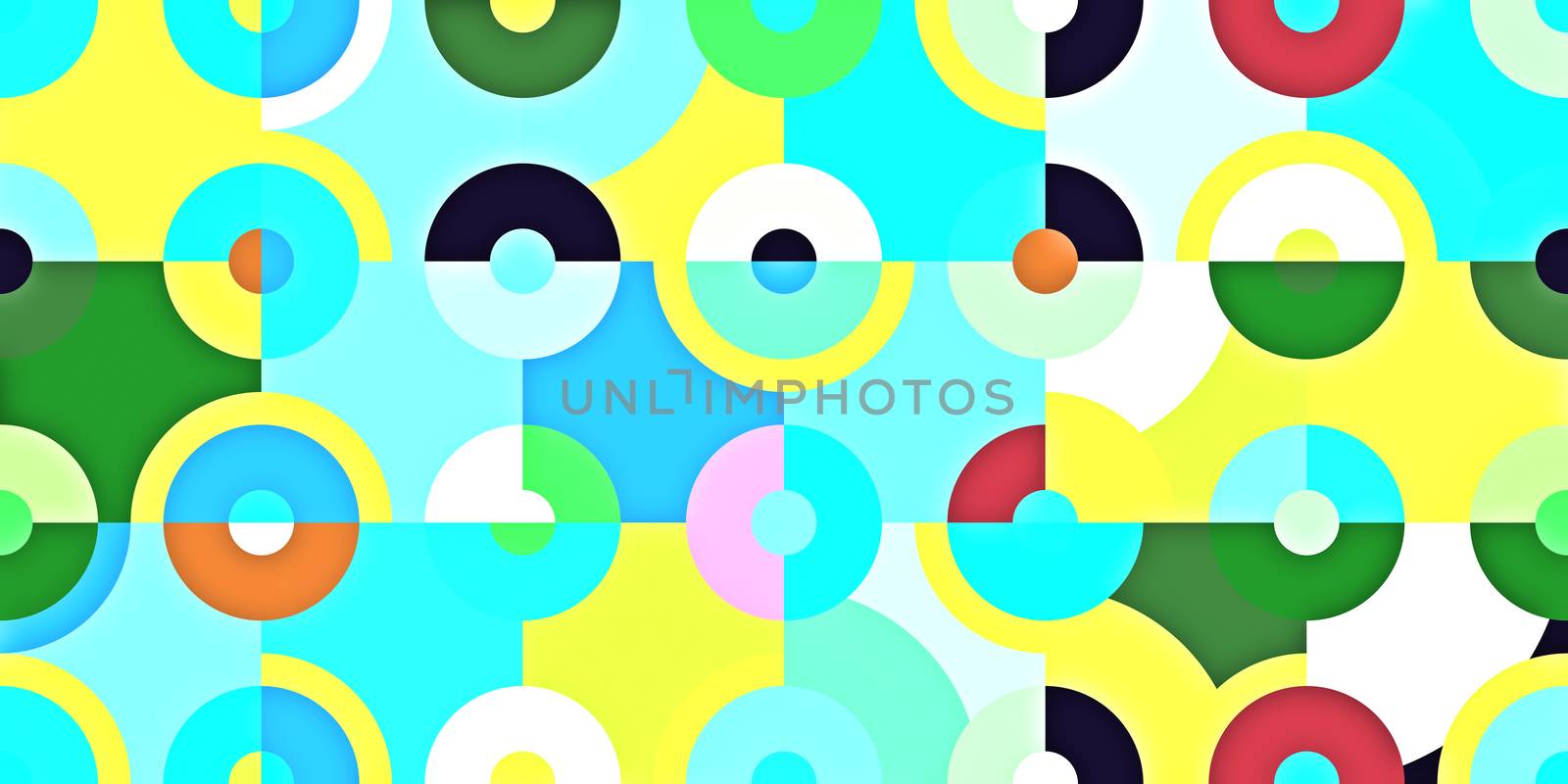 Circle Quarters Backgrounds. Seamless Bright Angles Textures. Abstract Colored Curves Patterns. by sanches812
