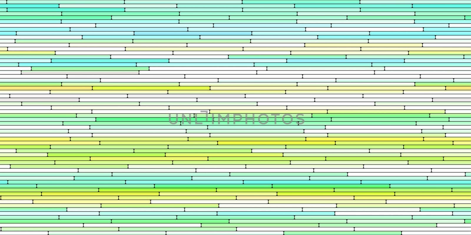 Blue Yellow Random Line Sections Background. Colorful Along Segments Texture. Abstract Color Layered Horizontal Cells.