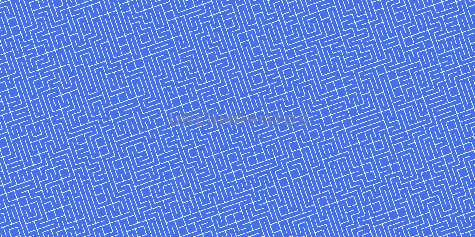 Blue White Seamless Outline Labyrinth Background. Maze Path Puzzle Concept. Difficulty Logical Mind Creativity Abstraction.