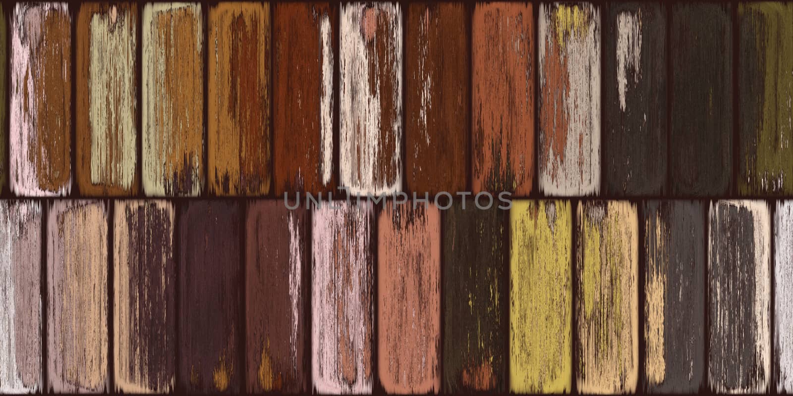 Colored Old Painted Planks Background. Weathered Wood Board Panel Texture. by sanches812