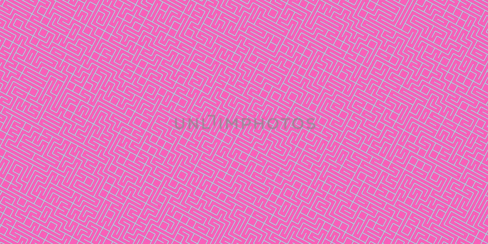 Pink Seamless Outline Labyrinth Background. Maze Path Puzzle Concept. Difficulty Logical Mind Creativity Abstraction.