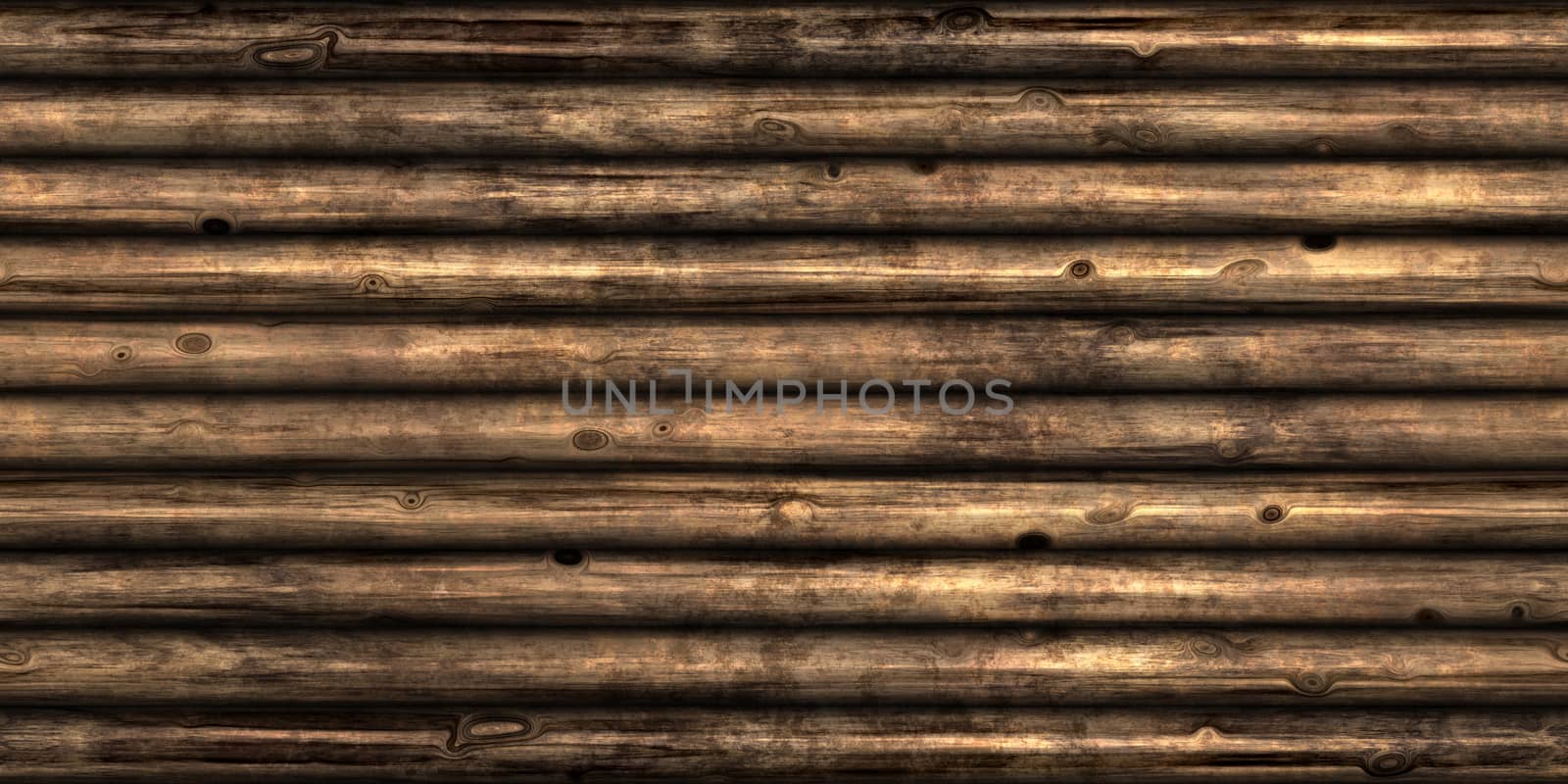 Seamless Logs Wall Background. Wood Surface Texture. 3D Rendering. 3D Illustration. by sanches812
