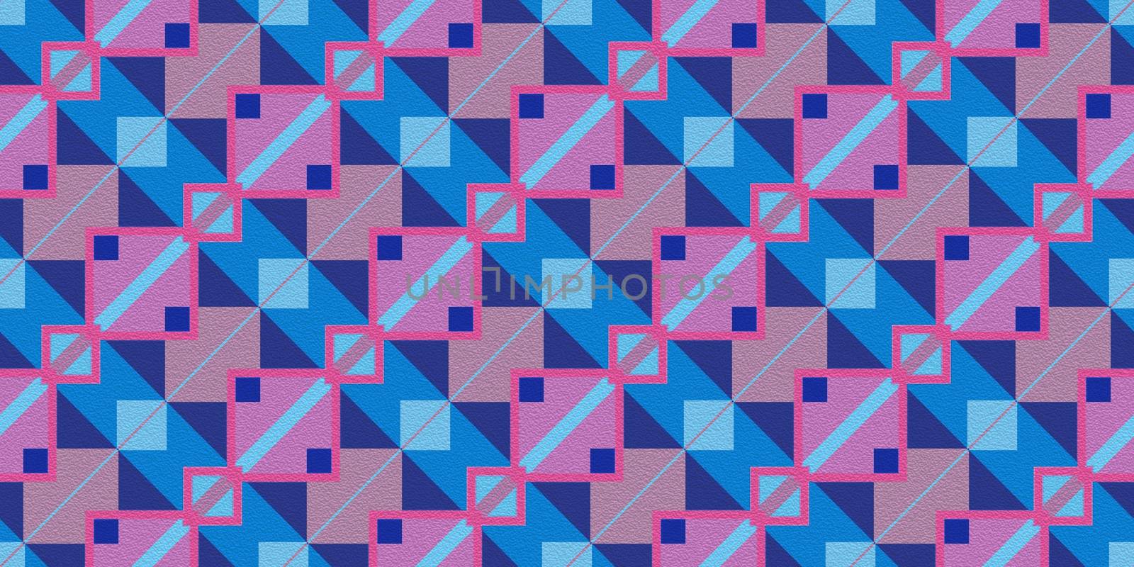 Bright Pink Blue Seamless Modern Maya Pattern Background. Geometric Ethnic Ornament Texture. Aztec Decorative Backdrop.
