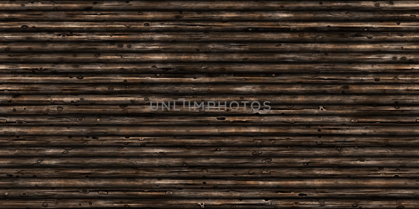 Seamless Weathered Logs Wall Background. Wood Surface Texture. Natural Trees Backdrop. 3D Rendering. 3D Illustration.