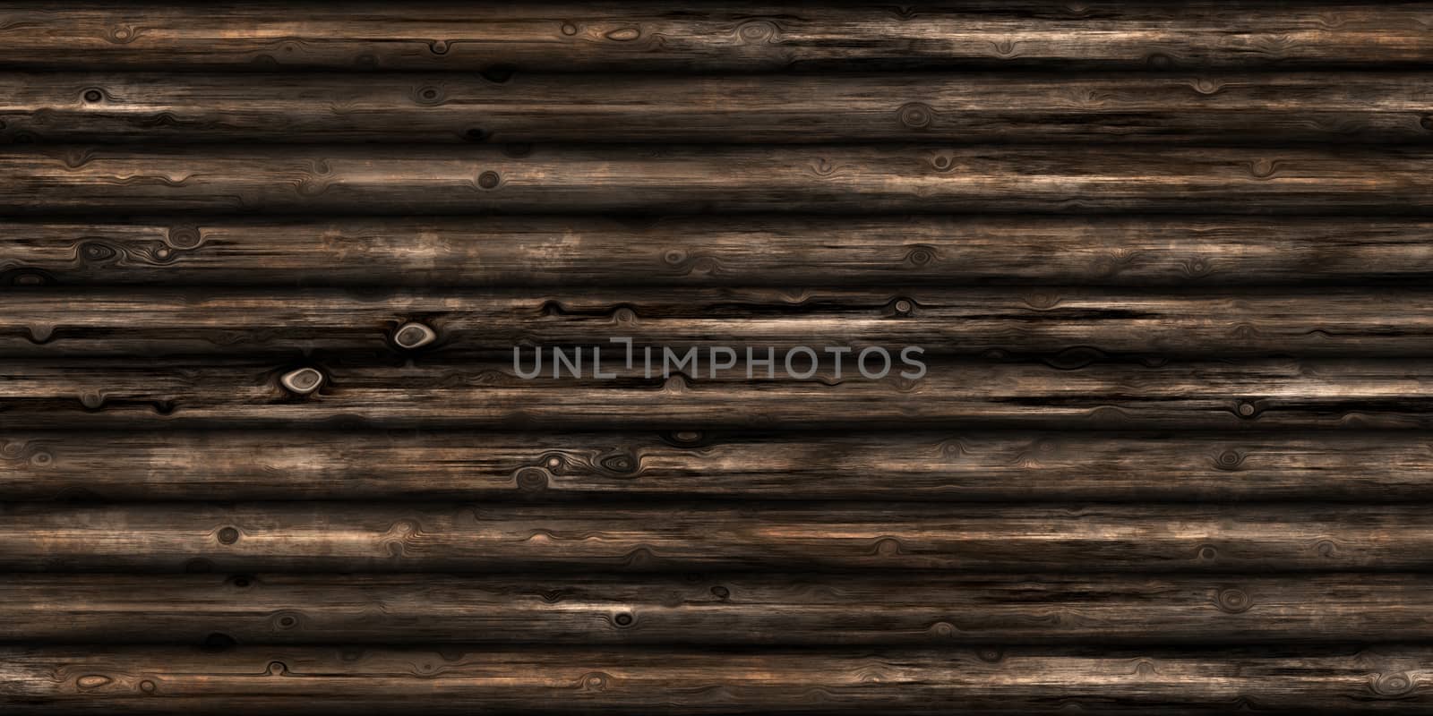 Seamless Wood Logs Wall Background Surface Texture. 3D Rendering. 3D Illustration.