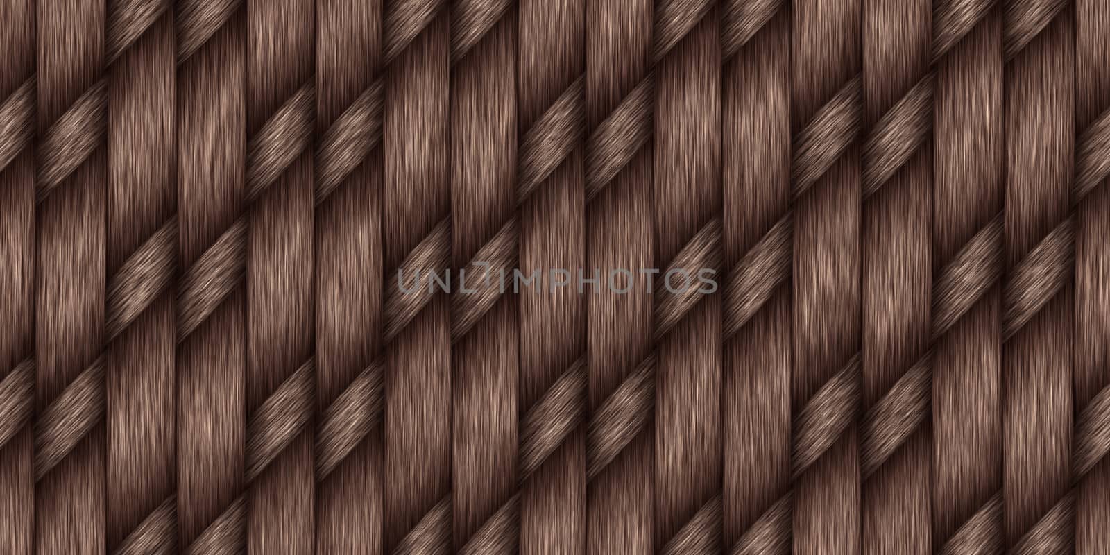 Brown Cross Weave Texture. Wicker Rattan Background Surface. 3D Rendering. 3D Illustration.