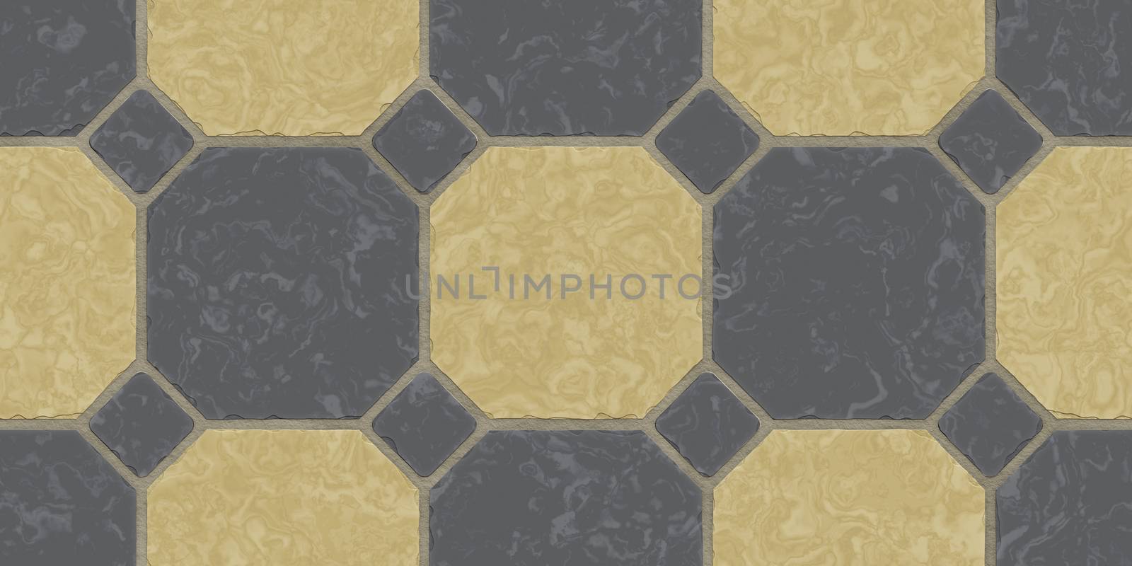 Sand Beige Dark Grey Seamless Classic Floor Tile Texture. Simple Kitchen, Toilet or Bathroom Mosaic Tiles Background. 3D rendering. 3D illustration.