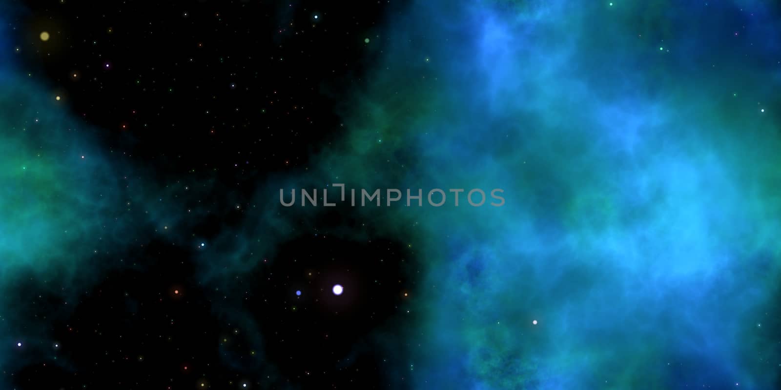 Blue Clouds on Night Sky Galaxy Background. Abstract Cosmos Infinity Texture. 3D Rendering. 3D Illustration. by sanches812