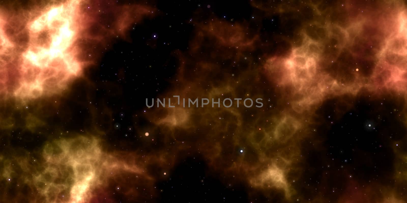 Orange Clouds on Night Sky Galaxy Background. Abstract Cosmos Infinity Texture. 3D Rendering. 3D Illustration. by sanches812