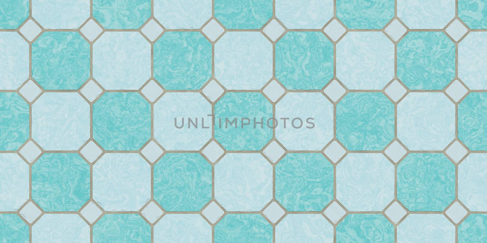 Deep Sea Blue Seamless Classic Floor Tile Texture. Simple Kitchen, Toilet or Bathroom Mosaic Tiles Background. 3D rendering. 3D illustration.
