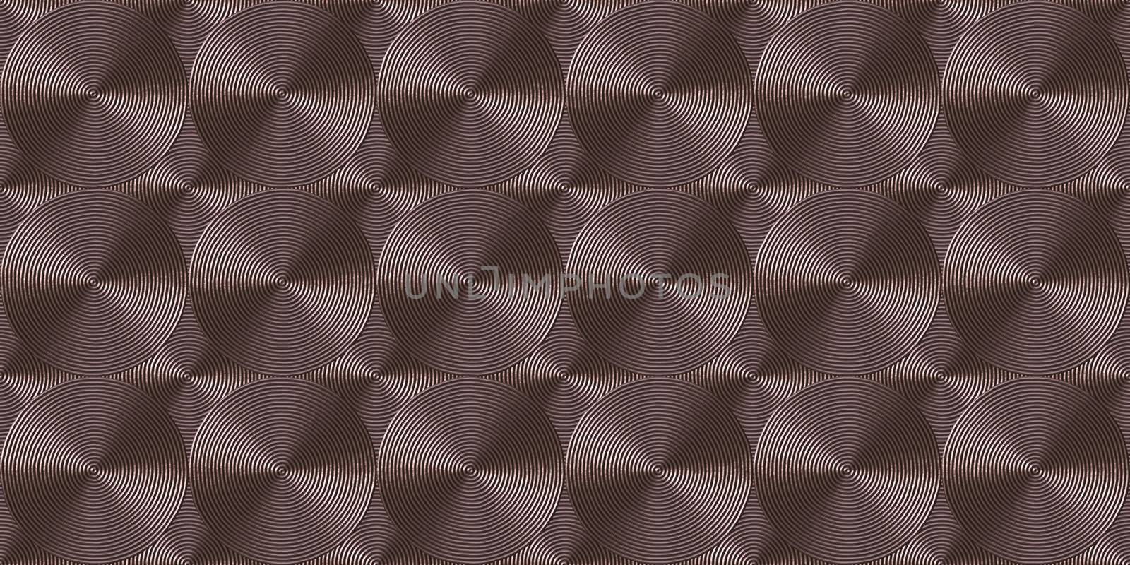 Copper art deco seamless texture. Vintage rings background. Metal circles pattern.