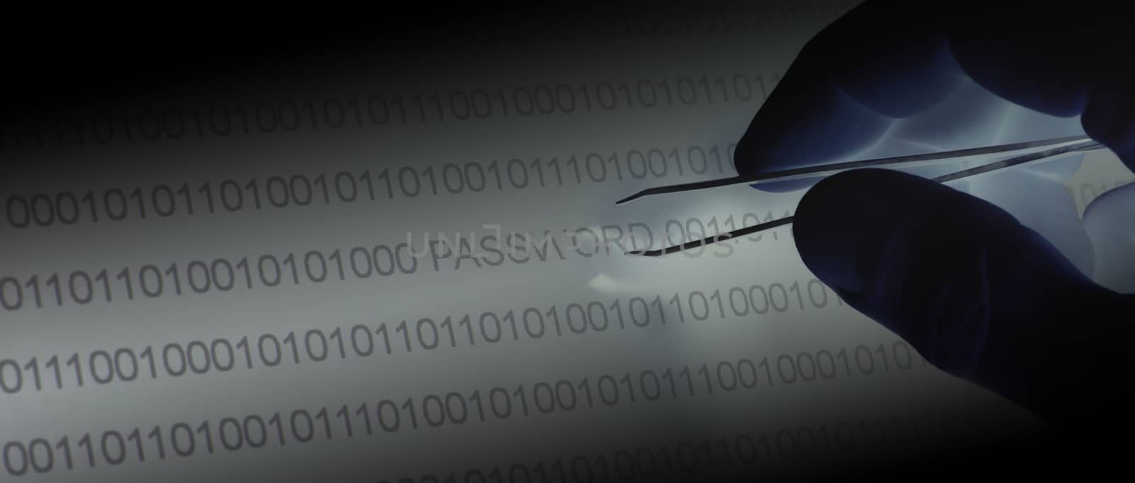 Binary code, password vulnerability taking out with tweezers by michaklootwijk