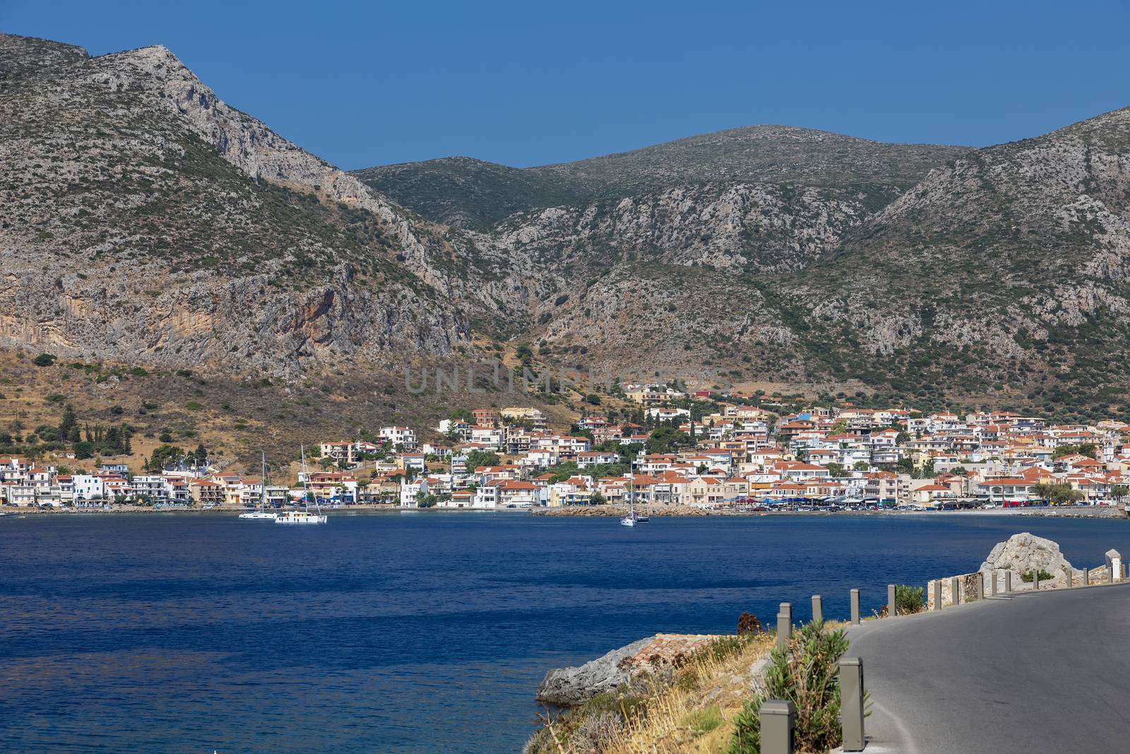 View of the old town of Monemvasia in Lakonia of Peloponnese, Gr by ververidis