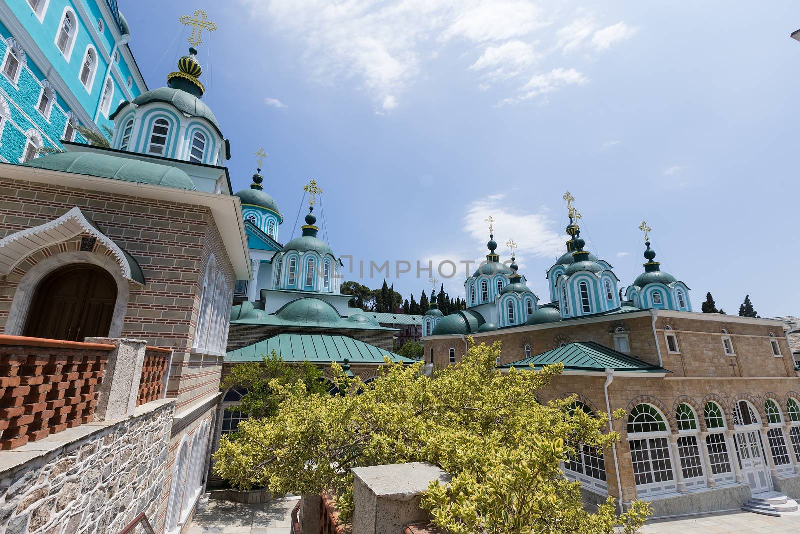 Russian St. Pantaleon Orthodox monastery at Mount Athos, Agion Oros (Holy Mountain), Chalkidiki, Greece